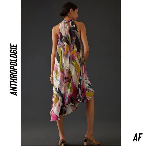 ANTHROPOLOGIE OMG HALTER MIDI DRESS NEW SMALL - Picture 3 of 13